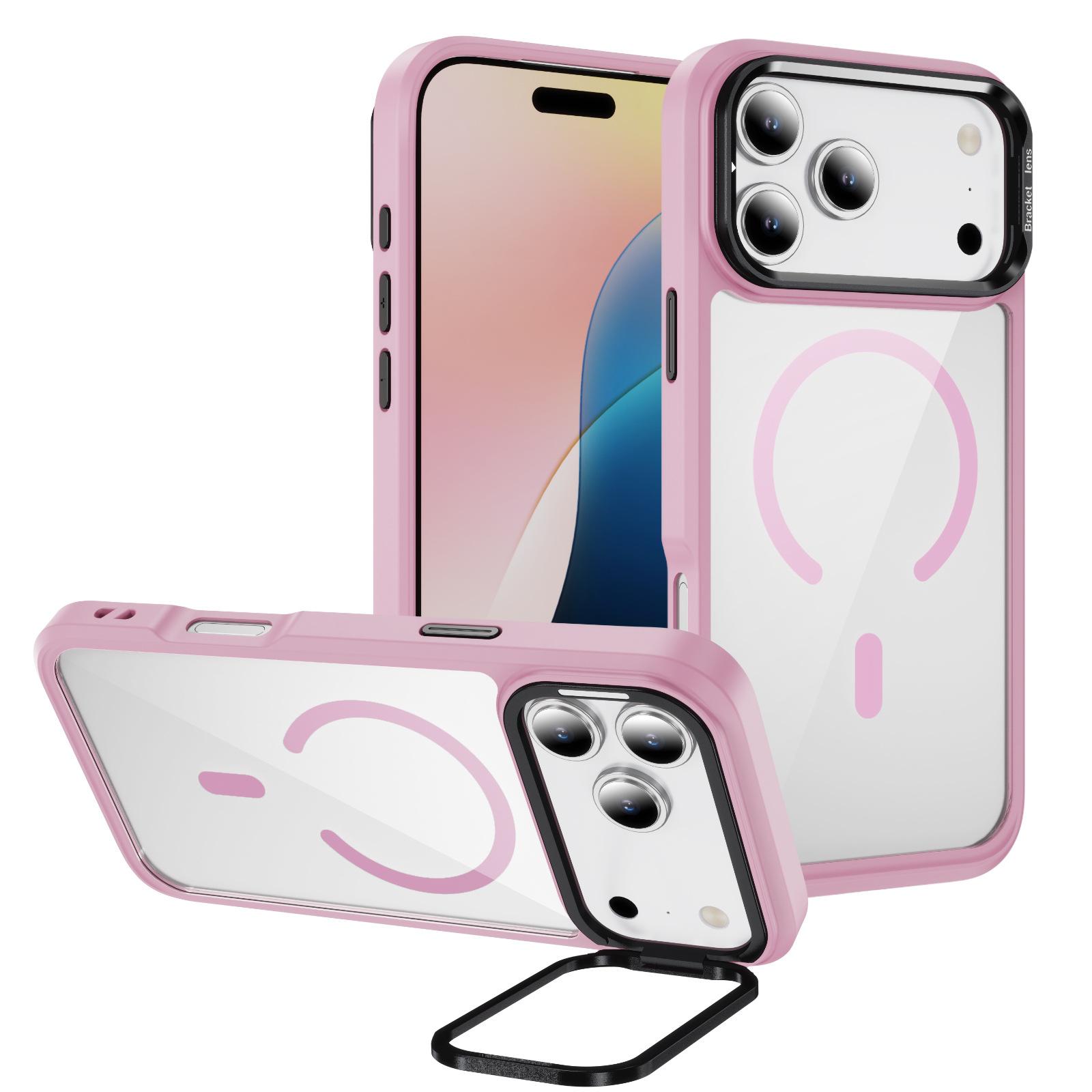 

For IPhone17promax New for Apple Transparent Phone Case Magnetic Metal Lens Frame Bracket Phone Case For iPhone 11