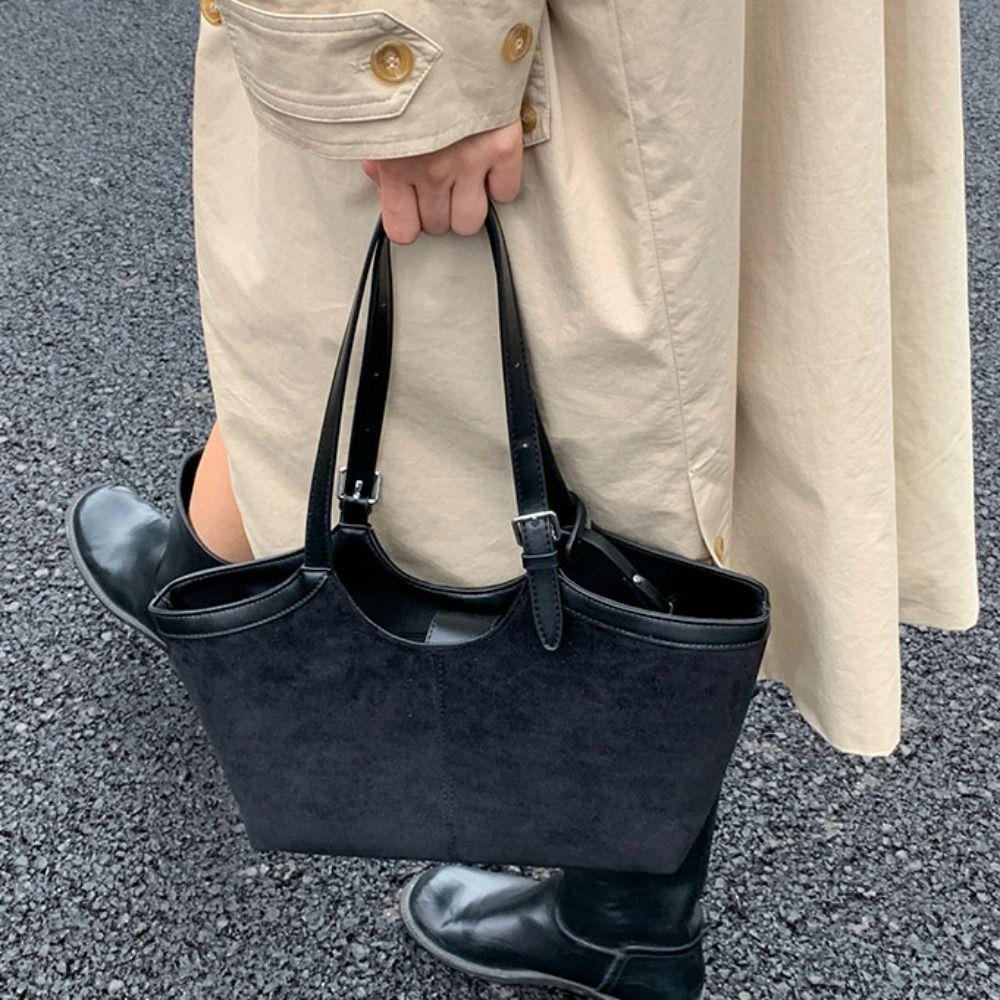 Solid Color Suede Shoulder Bag Korean Style Underarm Packs Casual Matte PU Handbag  Travel