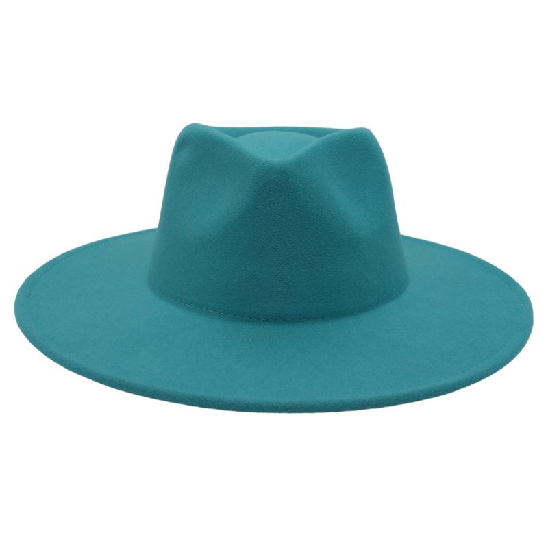 Big Brim Top Hat Women'S Coat With Hat Felt Hat Solid Color Cashmere Jazz Hat