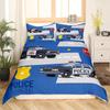 Policeman Car Duvet Cover King Queen Size Cartoon Black Police Car Bedding Set Boys Red Blue Cop Lights 2 3pcs Polyester