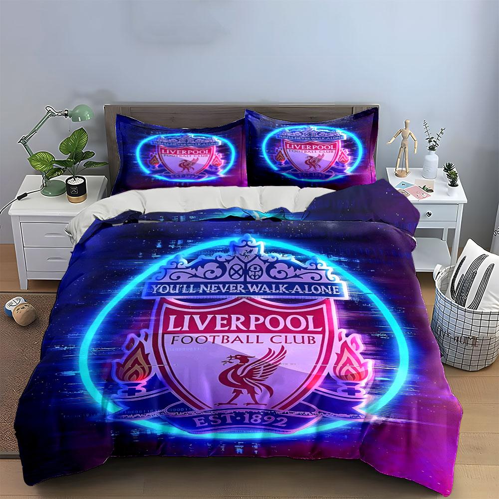 Embleem van Liverpool Football Club. Beddengoedsets Dekbedovertreksets Dekbedovertrekken Kussenslopen(1*Dekbedovertrek 2*Kussenslopen zonder dekbedvulling)