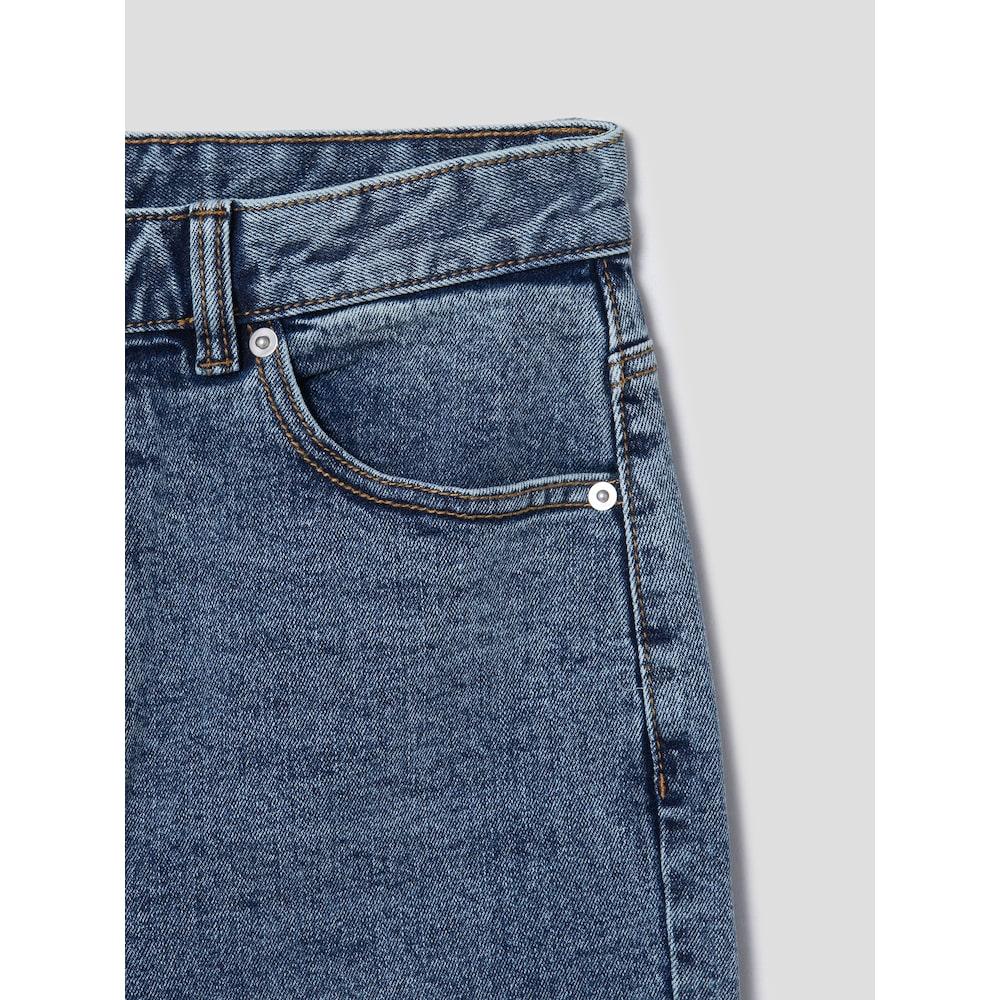 8SECONDS Mid-Length Straight Denim Pants Blue