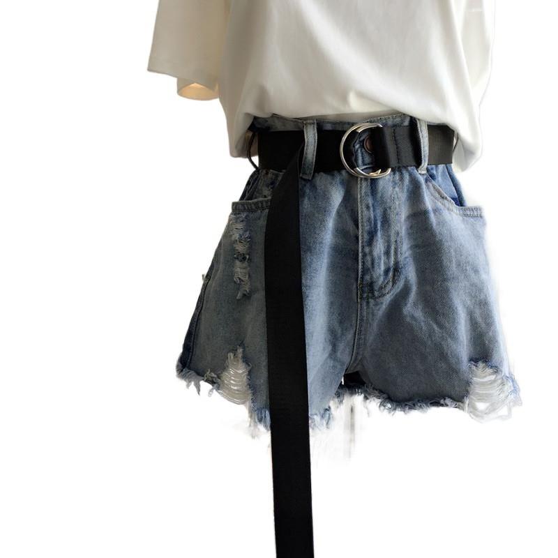 Stylish Korean Candy Color Canvas Double Ring Buckle Long Waist Belt For Men And Women