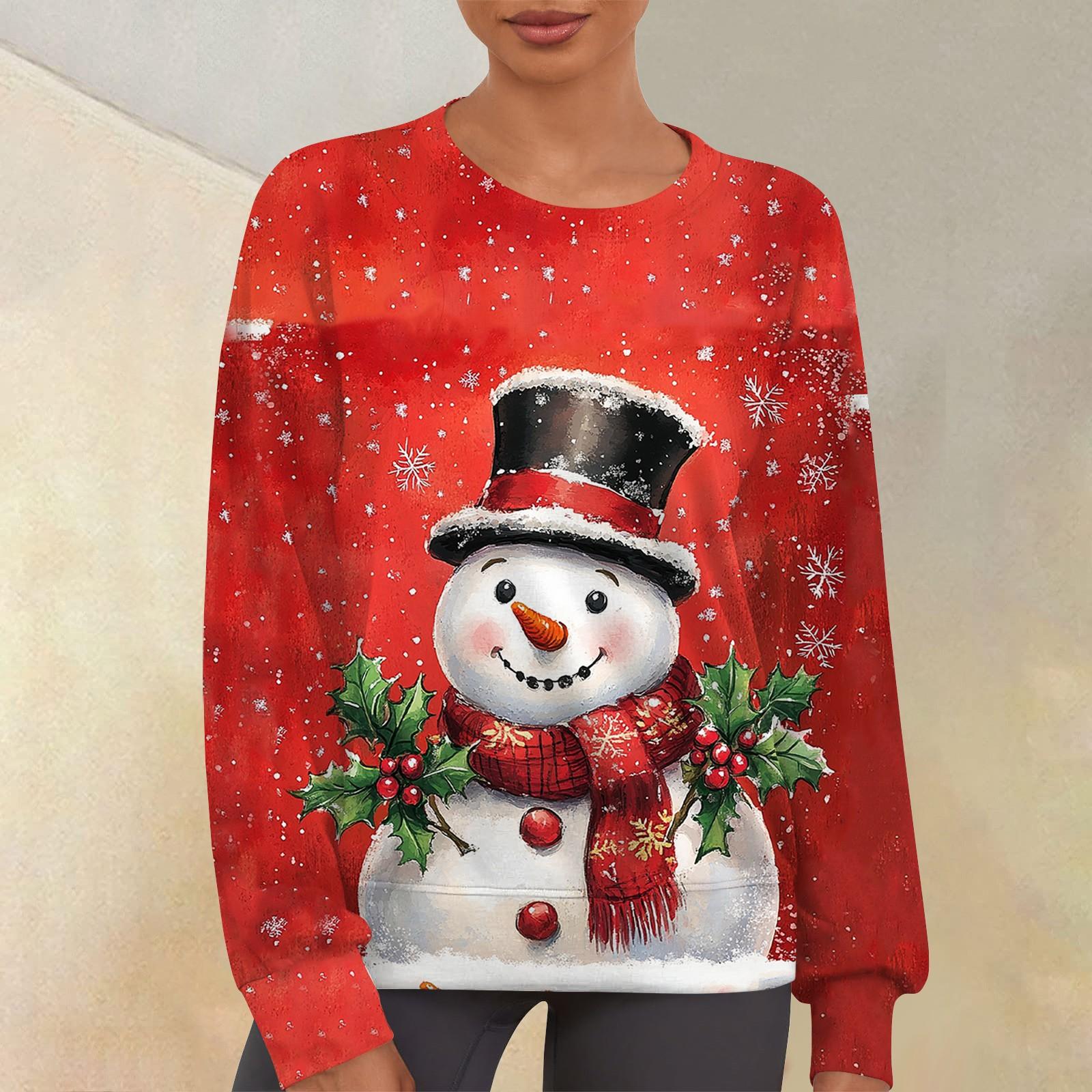 

Женский повседневный модный принт с круглым вырезом и длинным рукавом, свитер-топ S красный