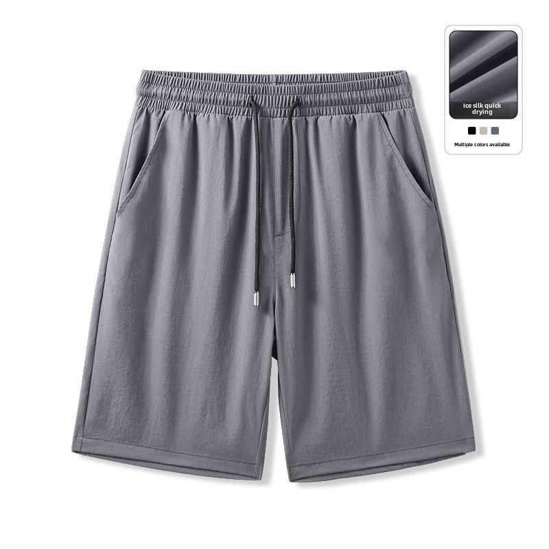 Men's Casual Black Ice Silk Five-Point Sports Shorts