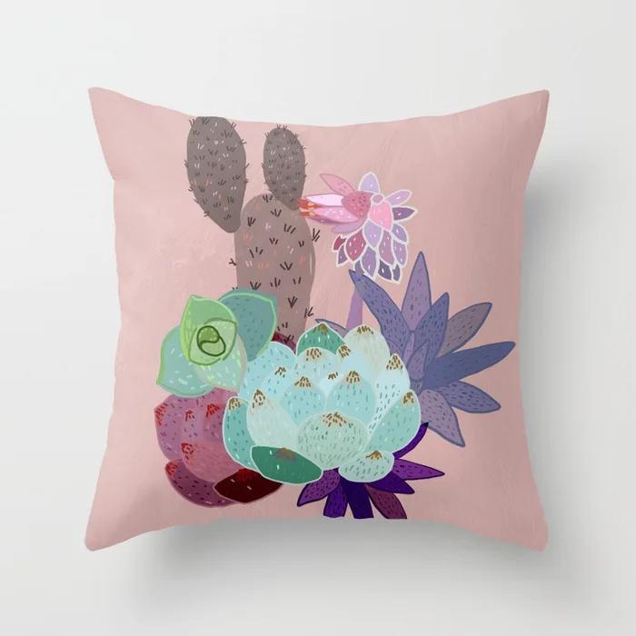 Nordic Style Tropical Plant Cactus Pattern Cushion Cover Sofa Car Office Pillowcase Home Decor