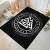 Viking Valknut Symbol Carpet with Runes, Black Nordic Decor Rug Suitable for use as an anti-slip for living room bedroom sofas