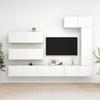 TV Unit - 7 Pcs Set - Matte White - Engineered Wood - Wall-Mounted