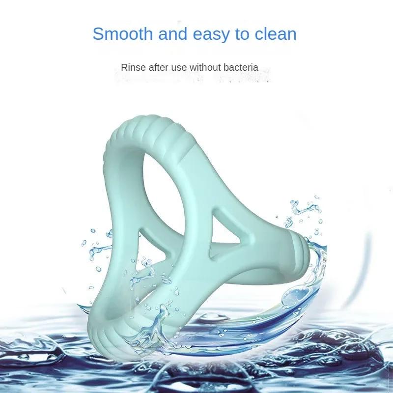 3 Holes Penis Cock Ring Sex Toys For Man Delay Ejaculation Erection Dick Enlarger Reusable Semen Stretcher Massager Cock Rings