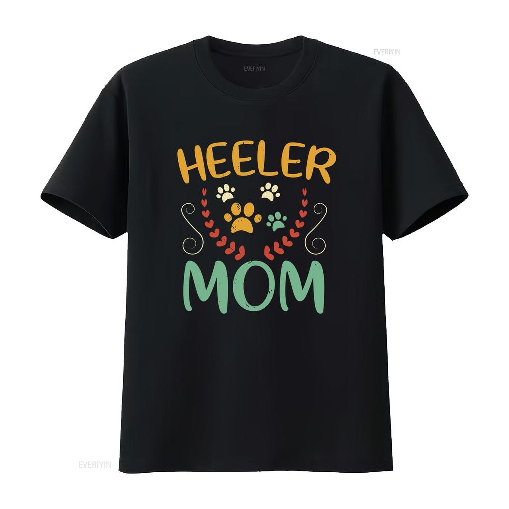 Retro Stil Heeler Mamma T-shirt Australisk Boskapshund Mamma Söt Vintage Tassar vintage Tvättad Lätt man streetwear