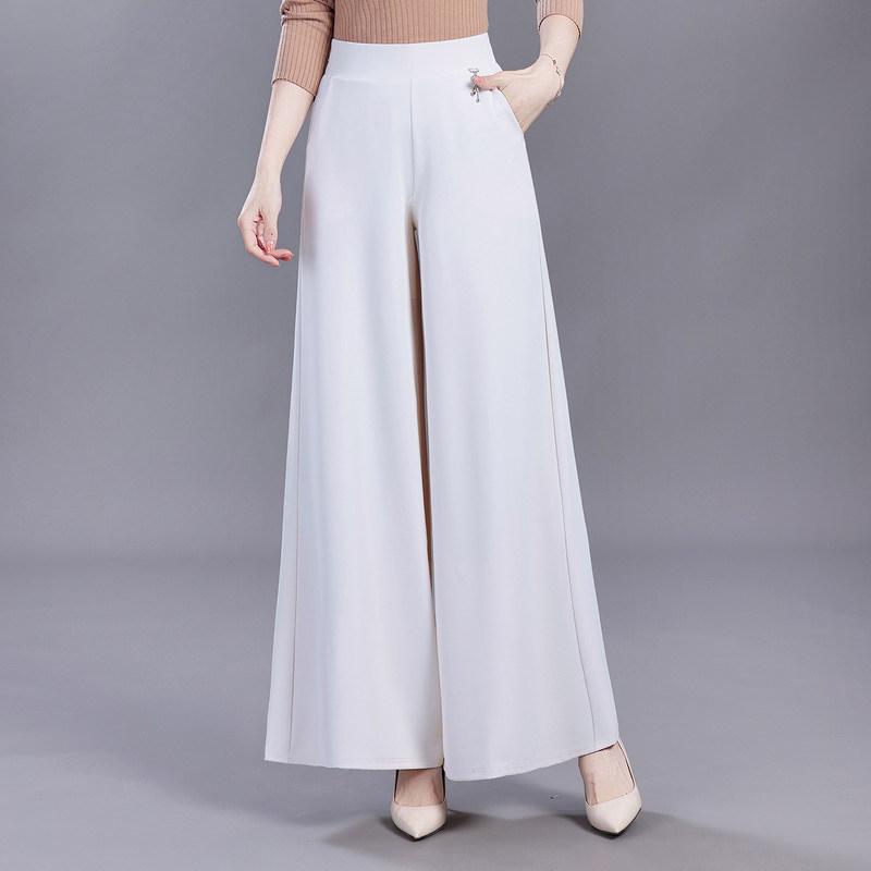 

Women s Black High-Waisted Wide-Leg Skirt Pants – Summer 2026, Plus Size, Slimming, Loose, Casual. 2XL (115-130 jin) білий
