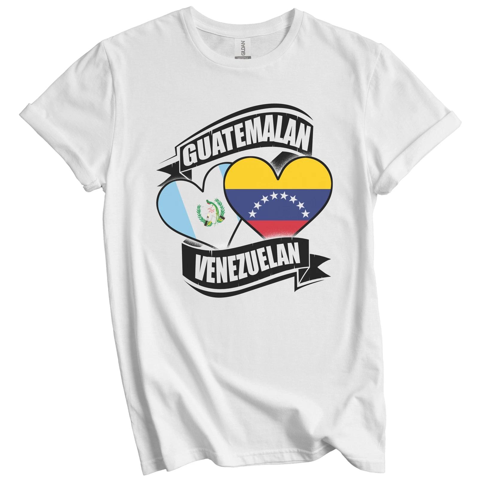 Guatemalan Venezuelan Hearts Guatemala Venezuela Flags T-Shirt 2XL