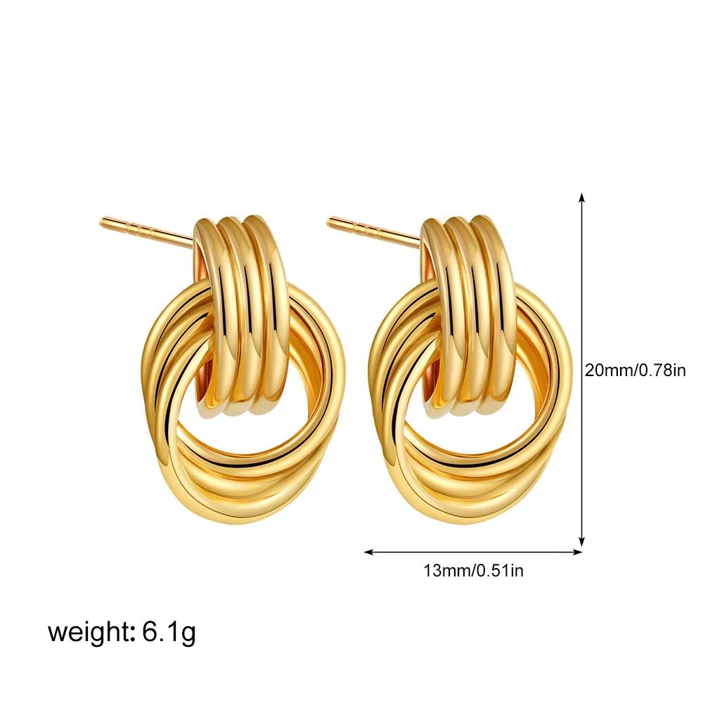 18K Gold Plated Multi-layer Metal Geometric Knot Stud Earrings Texture Striped Symmetry Statement Earring Trendy Jewelry Bijoux
