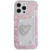 Heart-Shaped Glitter Rhinestone Transparent iPhone 16 Case, Compatible with Models 11-15