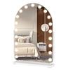 Vanity Mirror with 17 LED Lights, Curved Table Top Makeup Mirror, Rotatable Base Makeup Mirror with 10x Magnifying Glass, Touch