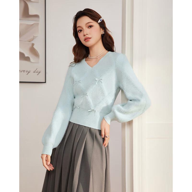 IEF French Sweet Bow Knit Sweater