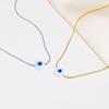 Women's Trendy Evil Blue Eye Pendant Necklaces Gift, Gold Color Stainless Steel Thin Chain Necklace Eyes Amulet Pendant Collar