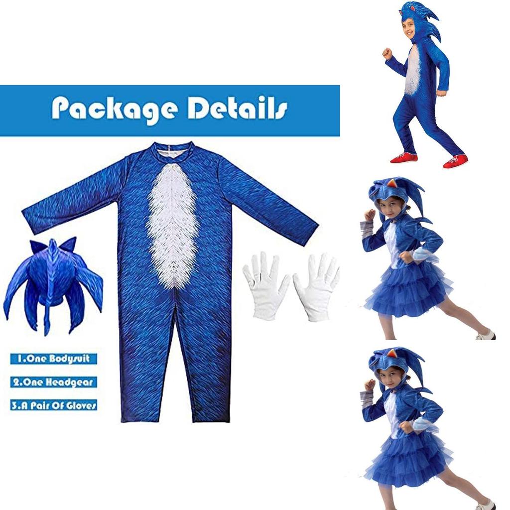 Sonic Cosplay Costume Jumpsuit For Kids Halloween Role Play