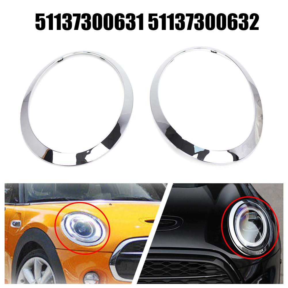 1Pair Silver Headlight Trim Ring Covers For MINI Cooper F55 F56 F57 2014-2024 Lamp Frame Headlight Trim Ring