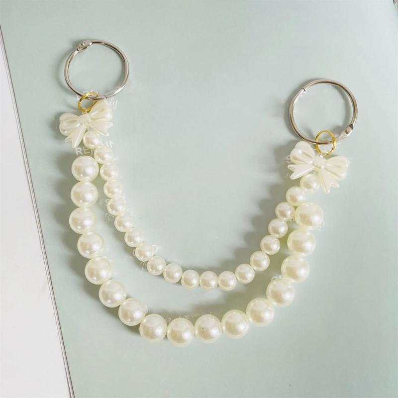 2Pcs Artificial Pearls Chain Bag Decoration Charm Large Imitation Pearls Beads Purse Chain Handbag Chain For Women Bag