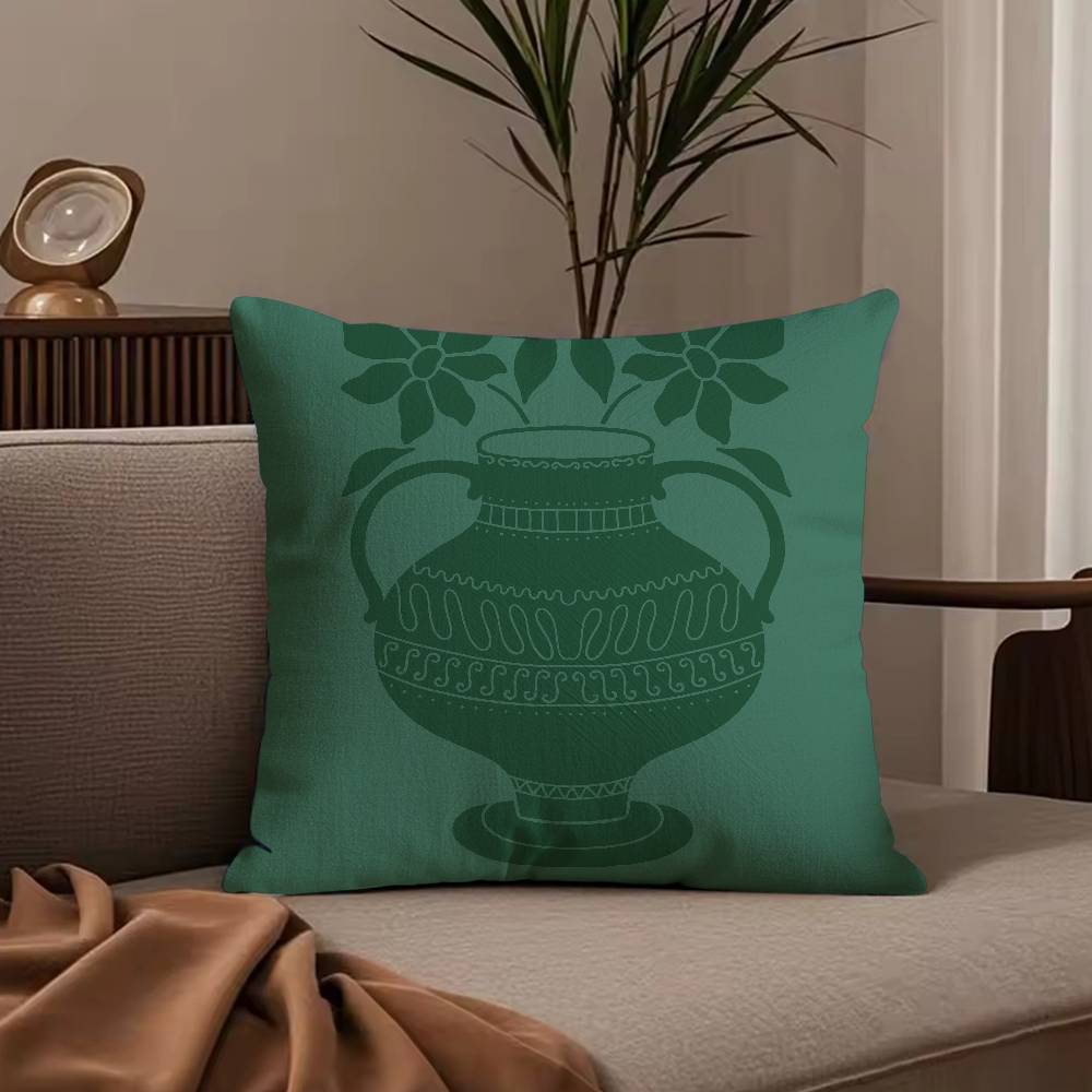 ART Bohemia Green Classic Pillow Case Anti-dustmite Pillowcase Invisible zipper silky short plush Sofa cushion cover