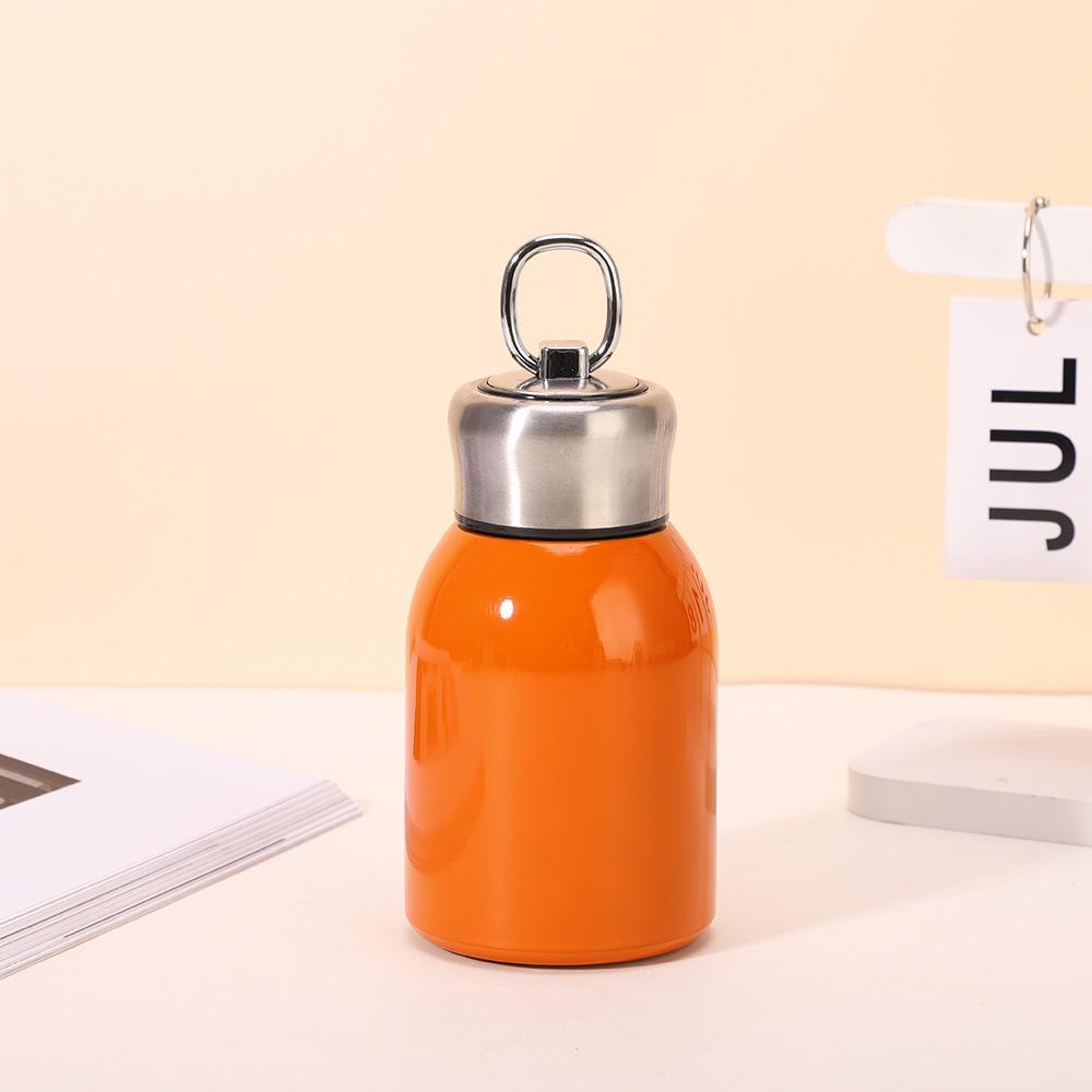 

New high-value mini chubby ding big belly cup 304 stainless steel vacuum thermos portable ring tumbler 300ml помаранчевий