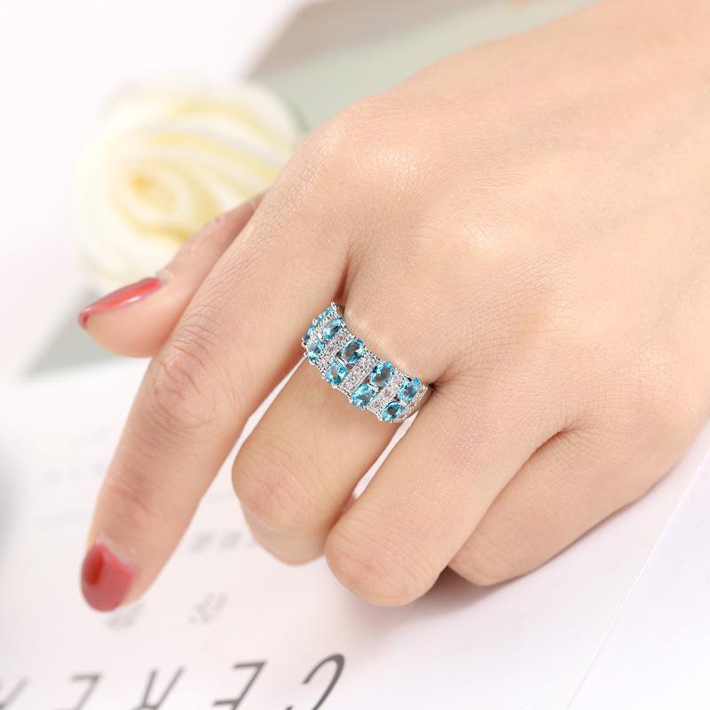 SODORV Romantischer Ring mit mehrfarbigem Stein und buntem Zirkon