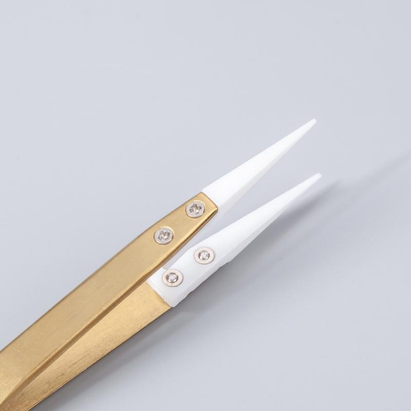 Pinzeta Průmyslové použití Reverzní pinzeta Keramické pinzety 1 sada Zakřivená rovná špička Vysoce přesné sklíčidlo 3ks