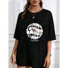 White T Shirt With Floral And Text Print For Casual Wear