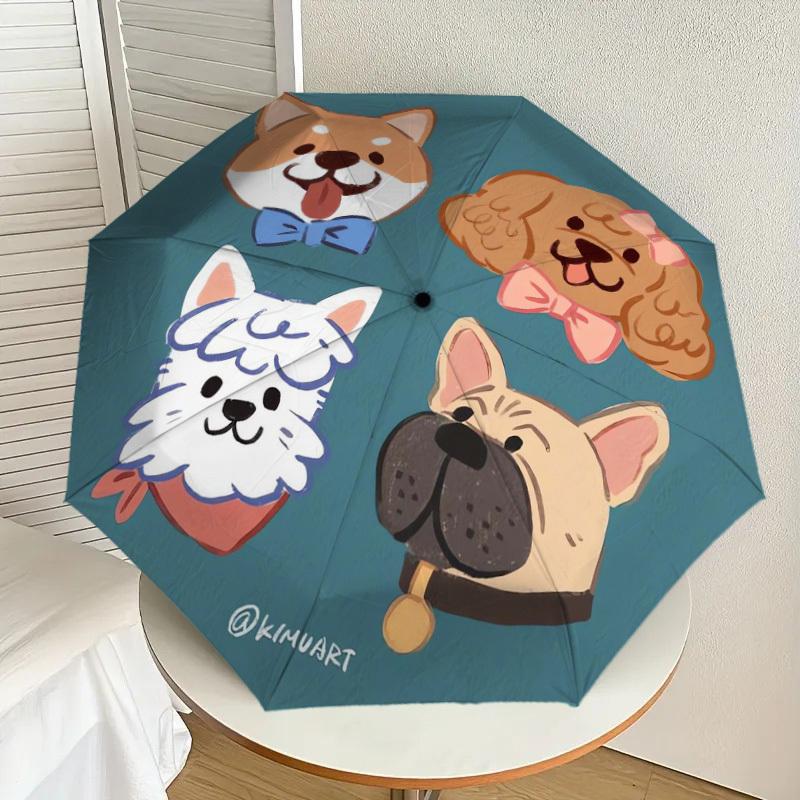 

1pc Cute Dogs with Bowties Umbrella with Plastic Handle,Suitable for All Seasons Home Travel Outdoor UmbrellaDD304