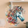 CH81980 Removable Horse and Fresh Flowers Wall Sticker
