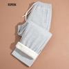 ROMON S Men's Fleece-Lined Warm Straight Casual & Sports Pants