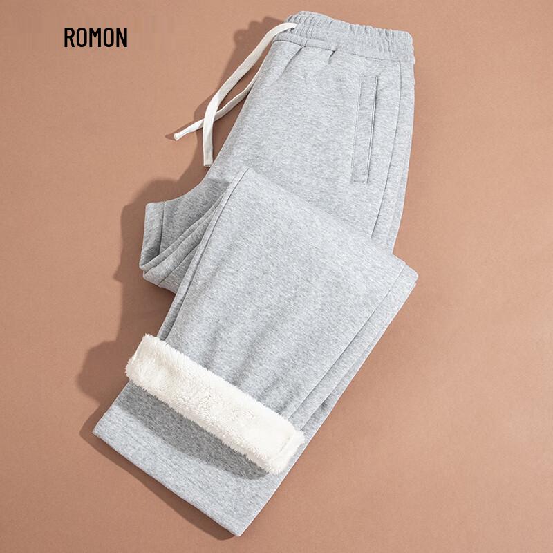 ROMON S Men's Fleece-Lined Warm Straight Casual & Sports Pants
