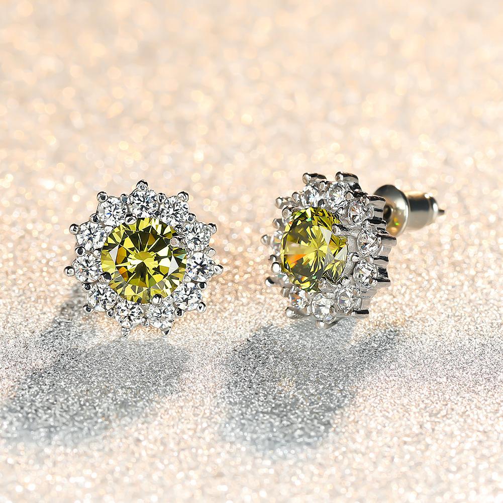 Accessories, White Gold Round Diamond Sunflower Stud Earrings Ol Earrings