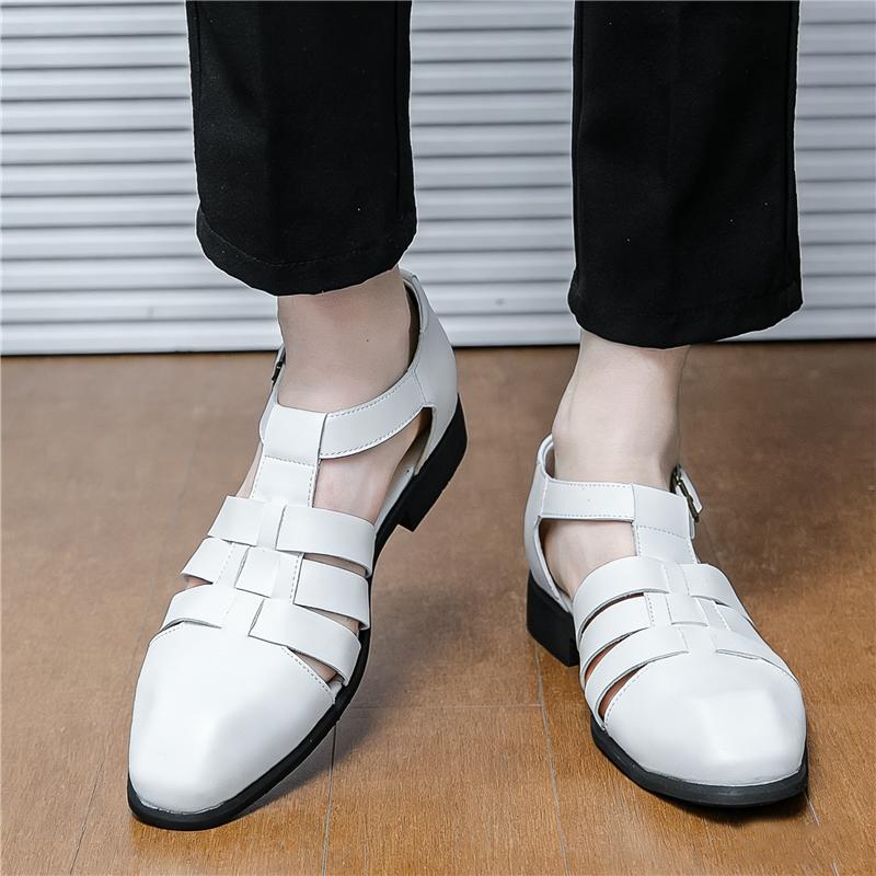 Summer Rome Fashion New Men Gladiators Buckle Casual Shoes Breathable Beach Sandals Outdoor Slippers Black White Footwear