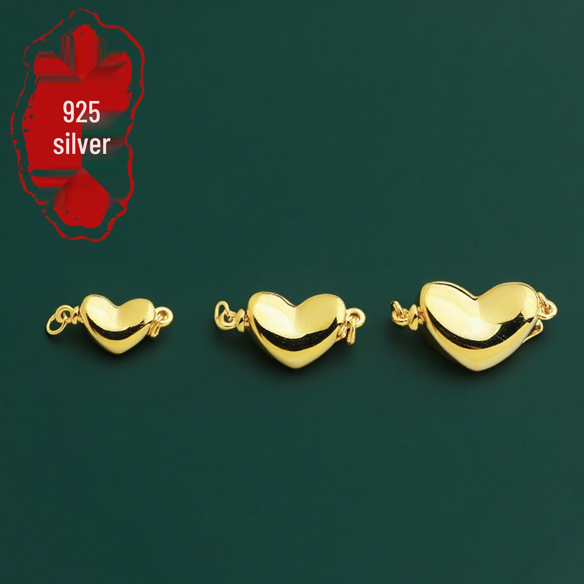 S925 Sterling Silver Heart-Shaped Pearl Clasp Necklace Connector Bracelet Accessories Small