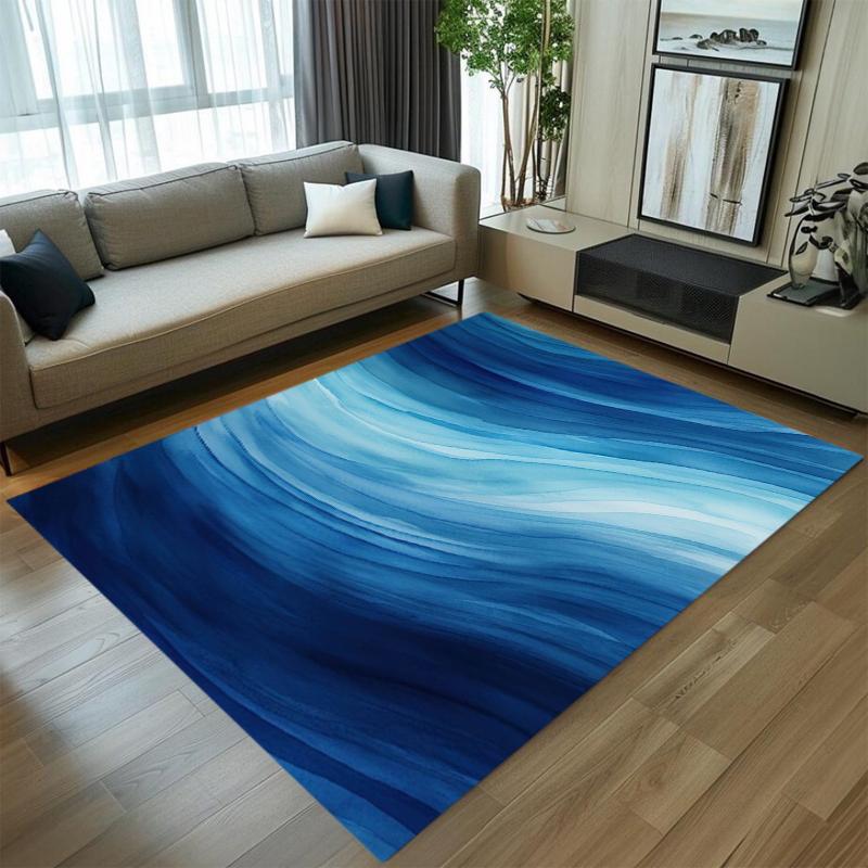 Tappeto Moderno Blu Ondulato per Soggiorno Tappetino Decorazione per la Casa Tappetino Antiscivolo Stile Nordico Tappeto da Area Tappeto per Divano Camera da Letto
