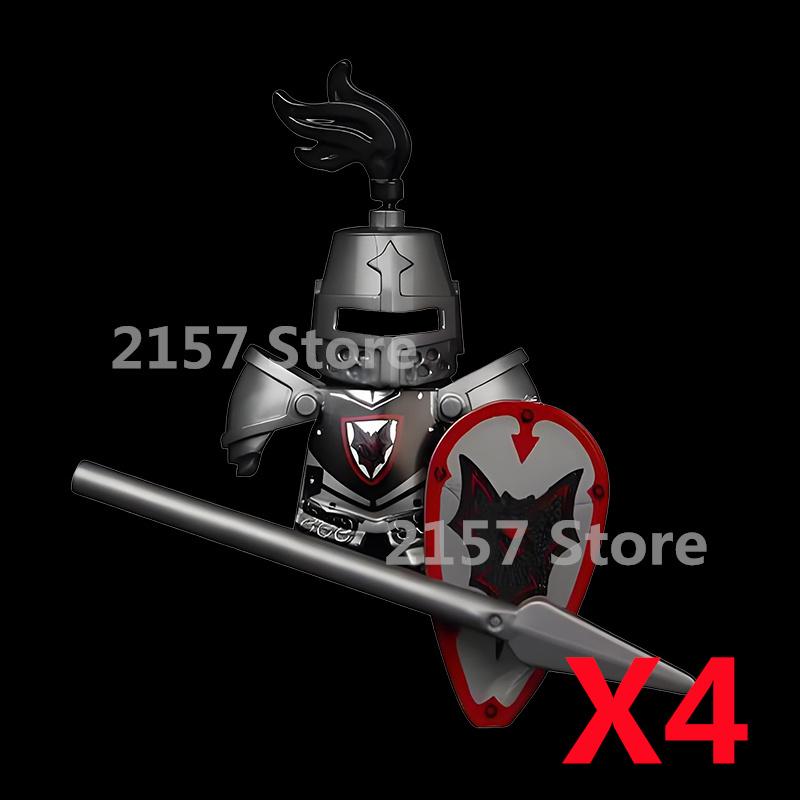 Medieval Castle Soldier Action Figures Building Block Dragon Anime Knight Accessory Warhorse Militia Helmet Shield Toy Gift S015