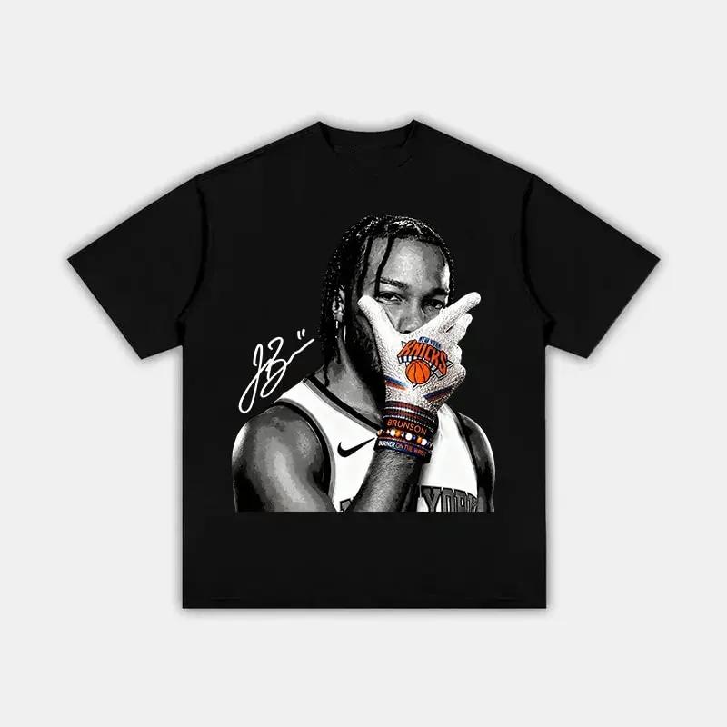 New York Knicks Brunson Burner Printed Men's T-shirt Oversized Y2k Short Sleeved Streetwear Harajuku Female Male Clothing