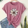 Women Summer T Shirt Retro Fashion Short Sleeve Tees Casual Flower Printed  Tops