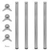 4 Height-adjustable Table Legs 870 Mm Brushed Nickel
