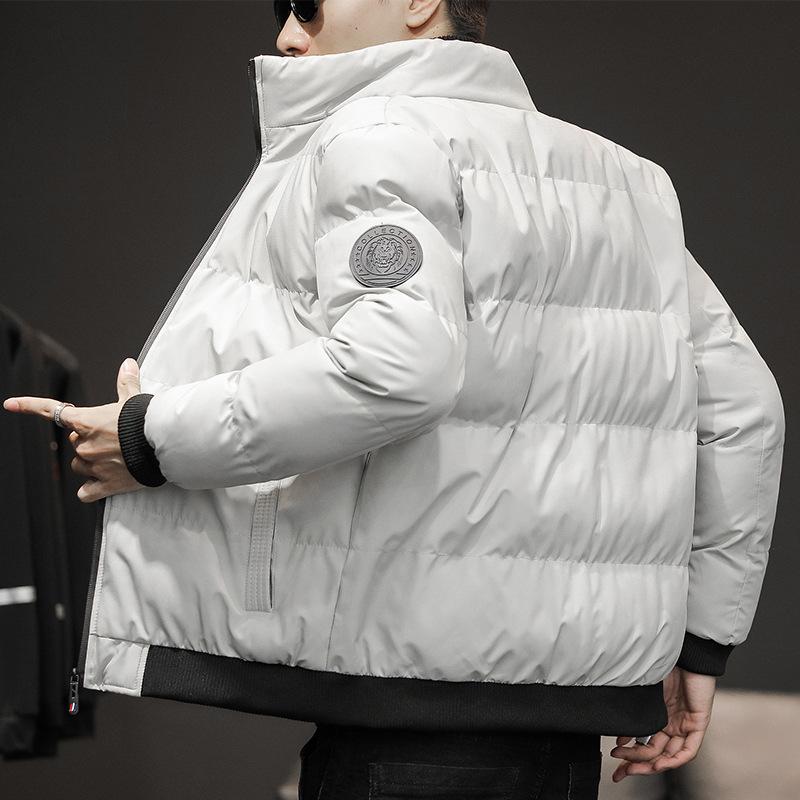 Jaqueta Acolchoada Masculina Nova Acolchoada Espessa Curta Gola Alta Solta Maré Nacional Roupas Acolchoadas Roupas de Inverno Masculinas