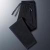 Ice Silk Pants Men's Summer Thin Quick-drying Striped Pleated Sweatpants Large Size Drape Tied Casual Nine-point Pants