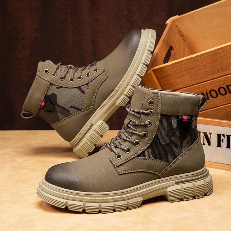 

Ретро мужские ботильоны Водонепроницаемые повседневные кожаные ботинки Высокие ботинки для мужчин Нескользящие рабочие ботинки 39