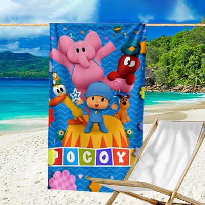 Pocoyo's Colorful Adventure Microfiber Beach Towel, Lightweight And Quick-Dry, for Summer Travel, Beach Essential, Swimming Pool Outdoor