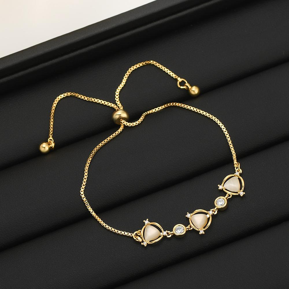 Adjustable Pull-out Bracelet Summer Accessories Skeleton Geometric Cat's Eye Stylish Women's Chain Bangle Perfect Gift for 2026