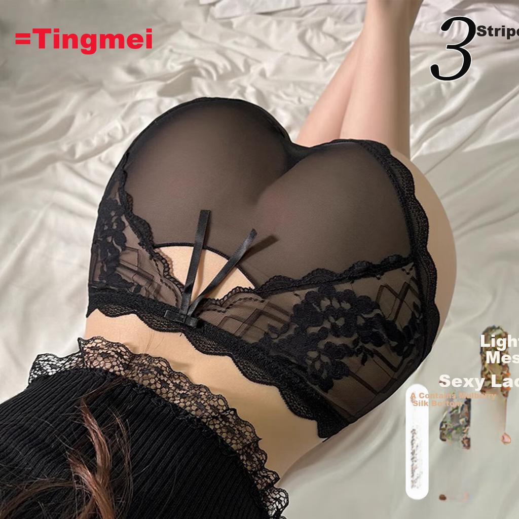 GRACEWELL [Pure Cotton Antibacterial Crotch] 3-Pack Sexy Lace Women's Underwear, Seamless, Plus Size, Pure Desire Thin Style, 2026 New Collectio