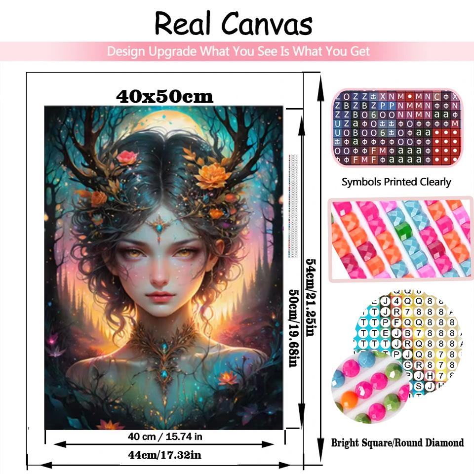 5D Deer Elf Girl Fairy Dust Diamond Painting Kit Full quare Diamond Embroidery Cross Stitch Diamond Art Crystal Home Decoration