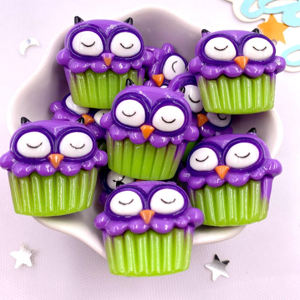 8Pcs Resin Cute Colorful 3D Ghosts Bat Cake Pumpkin Owl Skull Head Figurines Flatback Stone Decor DIY Halloween Scrapbook Crafts