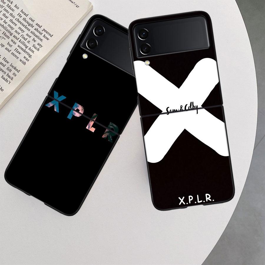 Sam and Colby XPLR Case For Samsung Z Flip 6 5G Galaxy Z Flip 5 4 3 5G Black Hard Cell Phone Cover Luxury PC Shell Coque